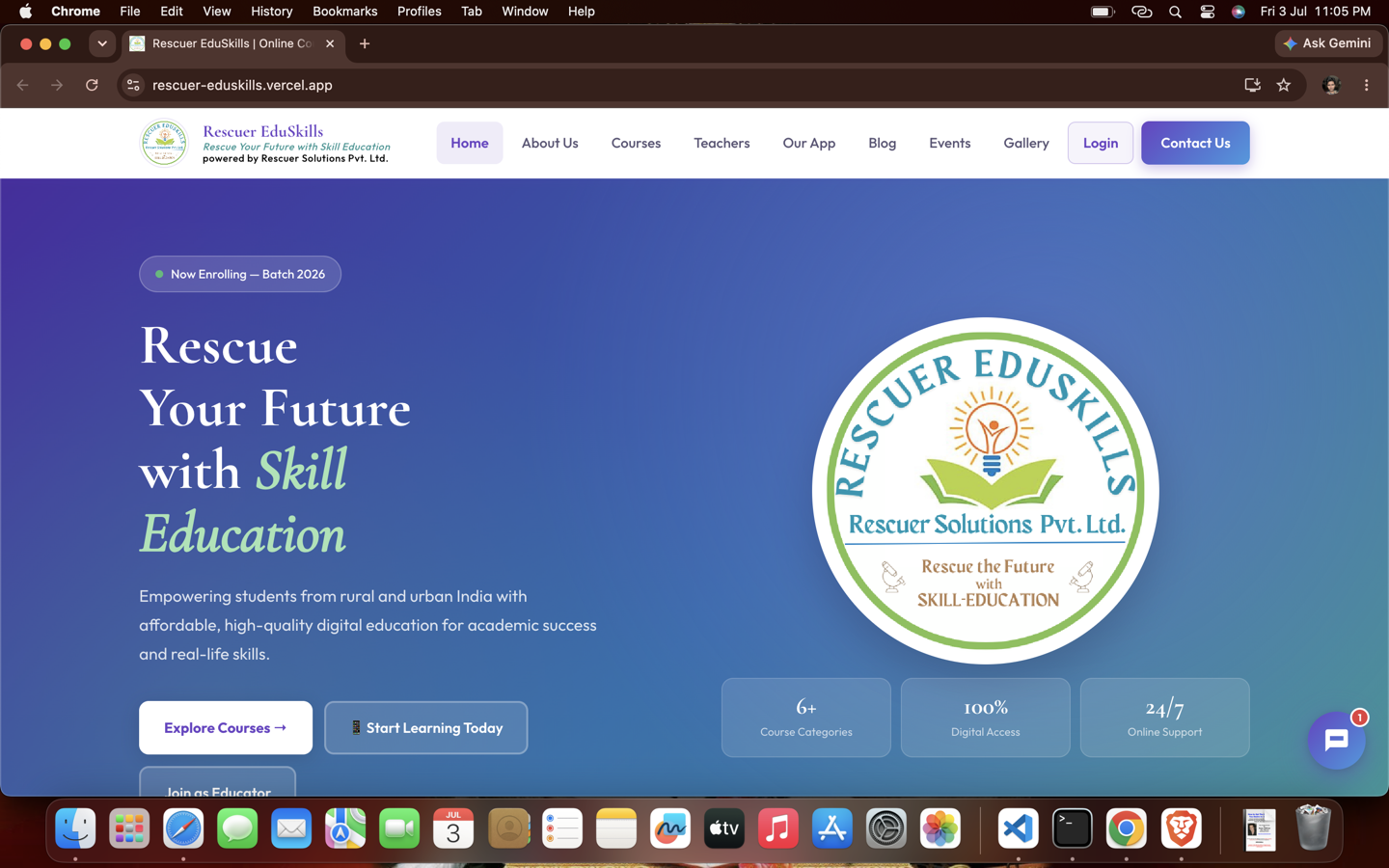 Rescuer EduSkills website preview